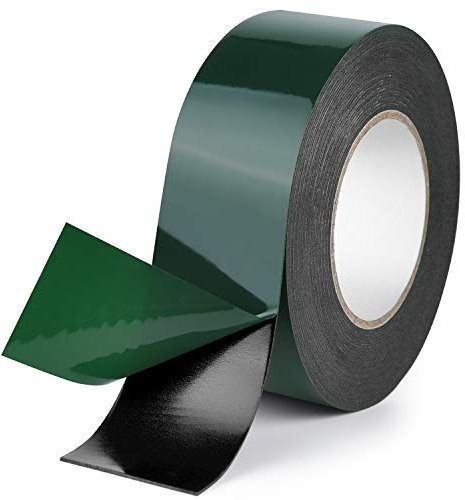 FEPITO 10m(50mm)Foam Tape Double Sided Sponge Tape Waterproof Mounting Adhesive Tape Roll Automotive Grade Numberplates Cars Trims,Black
