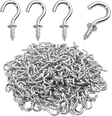 200 ganci a vite da 20 mm, piccoli ganci a vite per appendere piante, tazze, decorazioni artistiche, argento