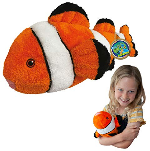 EcoBuddiez - Clownfisch von Deluxebase. Großes 38cm weiches Plüschtier aus recycelten Plastikflaschen. Umweltfreundliches kuscheliges Geschenk für Kinder und süß Stofftier für Kleinkinder.