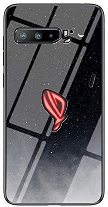 BaiFu Coque pour ASUS ROG Phone 3 ZS661KS Étui de téléphone en Verre trempé dégradé de Couleur Housse pour ASUS ROG Phone 3 ZS661KS (Croissant Étoilé)