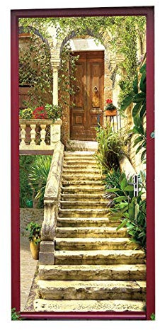izielad Modern Art Treppenhaus 3D Türaufkleber Peel and Stick Vinyl Türwand Wandbild Abziehbilder für Wohnkultur 90X200CM