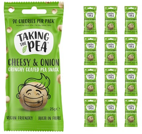 Taking The Pea Cheese & Onion (12x25g) | Delicious Crunchy Pea Snacks | High Protein, Vegan & Low Calorie | Packed With Vitamins & High in Fibre | Tasty Plant-Based Low Calorie Snacks