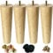 KOIKEY Lot de 4 pieds de meubles en bois massif de 20 cm, pieds de rechange avec plaque de montage et vis pour armoire, lit, chaise, canapé, commode, table, support TV, couleur bois naturel