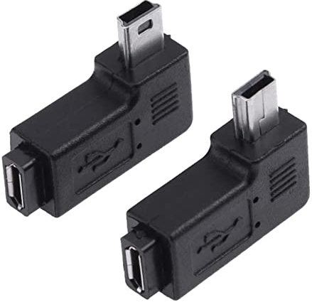 innov8 Mini USB Male to Micro USB Female Angled Charging Adapter Connector- (1 x Right Angle & 1 x Left Angle)