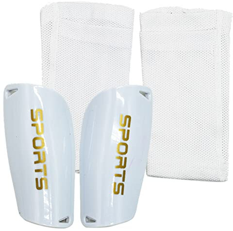 SZXMDKH Fußball Schienbeinschoner Set, Kinder & Erwachsene, Weiß, M (18 cm Länge, 10 cm Breite), Fußballschutzausrüstung