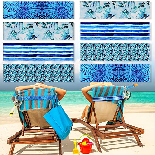 Boao 8 Pack Towel Bands for Beach Chairs Cruise Towel Clips for Lounge Pool Chairs Elastic Windproof Strap Holders for Summer Lounge Pool Hawaiian Accessories (Fresh Style)