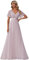 Ever-Pretty Women's Double V-Neck Short Flutter Sleeves Empire Waist Elegant Chiffon Floor Length Mother of The Bride Dresses Lilac 18UK