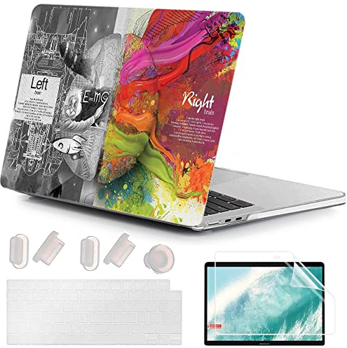 MUSHUI 4 in 1 Hülle Kompatibel mit MacBook Air 13.6 Zoll 2025 2024-2022 (M4 A3240 M3 A3113 M2 A2681), Ultradünne Hartschale Schutzhülle Snap Case & Tastaturschutz & Schutzfolie, Kreatives Gehirn