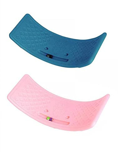kowaku 2Pcs Board Nonslip Open Ended Learning Toy, Curvy Balancing Toys Kids Balance Board for Toddlers Children Fitness Workout Exercise, Blue Pink