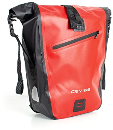 Fahrradtasche rot/schwarz Packtasche 25 L Gepäckträgertasche Wasserdicht Schnellverschluss