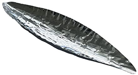 creativ home Edelstahl Schale RECO 56cm Dekoschale, gehämmerte Schiffschale, Tablett, Servierschale