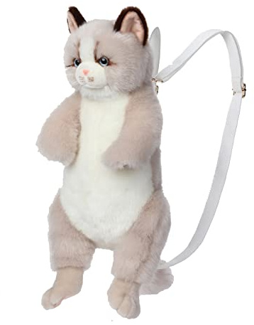 CU-MATE süßer Plüschtier Katze Rucksack Mehrere Mode Umhängetaschen Crossbody Geschenke mit verstellbaren Trägern für Frauen Mädchen Junge Kind (Muppet Cat)