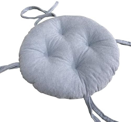 Premium Runde Hocker Sitzkissen, 6cm Dicken Sitzauflage Kord Stuhl Kissen rutschfest Stuhl Pads Mit Krawatten Super Weiches Kissen Pad (Durchmesser:30cm(12inch), Hellblau)