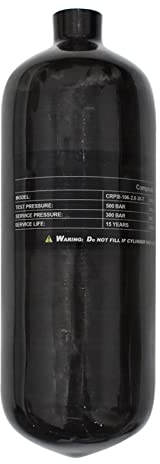 TUXING Kohlefaser-Luftflasche 2L 2000CC, CE-geprüft, 30 MPa / 4500 PSI Kohlefaser-Tauchflasche, für PCP Paintball Scuba (Leere Flasche) Schwarz
