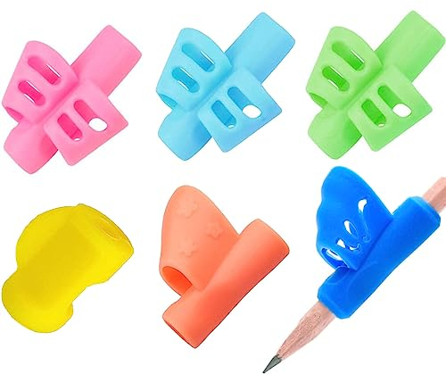 Jingleer 7x Schreibhilfe für Stift - Schreiblernhilfe Grip Schreiblernstift Bleistift Griffe Kinder Stifthalter Bleistifthalter Haltung Links oder Rechts