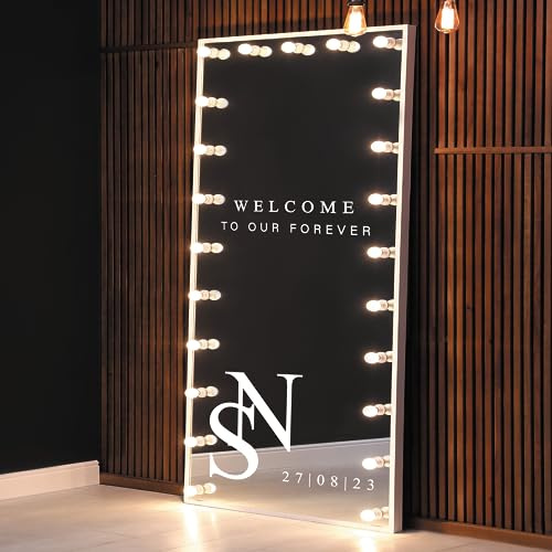 Welcome to Our Forever - Personalised Initials & Date - Welcome Wedding Mirror/Sign Sticker, Modern, Minimal, Easy to Apply Decal, DIY Decor