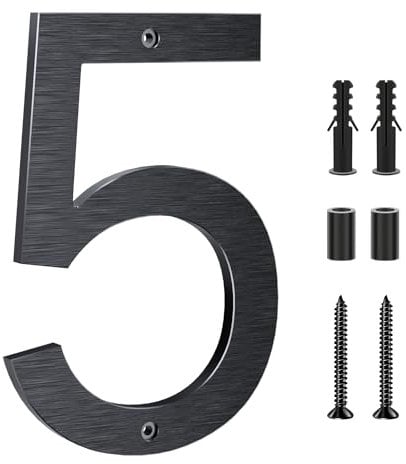 Lookopen 8 Inch Black Large House Numbers, Modern Floating Metal House Numbers, Aluminium Front Door Numbers (5)