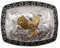 WMG Western Rodeo Gürtelschnalle Huhn Hahn Cowboy Pferd Unisex Mode Gürtelschnalle, silber, schwarz, Medium