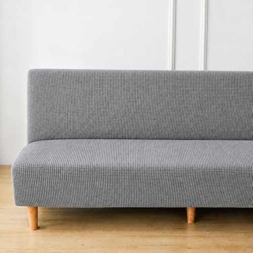 DOTBUY-SHOP Stretch Sofabezug ohne Armlehne 2-Sitzer 160-190cm, Hellgrau | Weich Bequem Clic Clac Sofa Abdeckung rutschfest Sofa Überzug Armloser Möbel Protector