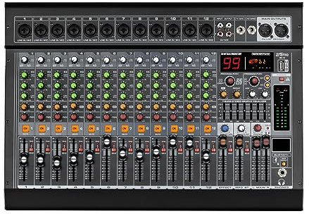 ZRAMO 8/12/16 Channel Professional and Beginners Audio Mixer Sound Mixing Console for Recording DJ Stage Karaoke w/USB Drive BT 48V Power (MC-12)