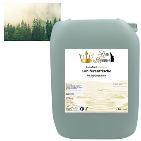 Dampfbad Emulsion Koniferenfrische (Menthol - Tanne) - 10 Liter - gebrauchsfertig für Dampfbad, Dampfdusche, Verdampferanlagen in Premium Qualität von Dufte Momente