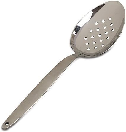BNAZIND Gray Kun Spoon | Perforated Spoon | 18/10 Stainless Steel Plating Spoon | 9 Inch Basting Spoon | Quenelle Chef Spoon |Cooking Utensils Spoon | Dinner Serving Spoon