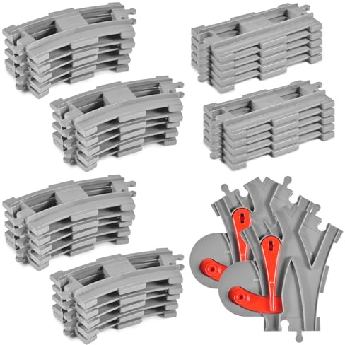 32 pcs Treno binari ferroviari giocattolo Binari ferroviari giocattolo,Binari per treno,Binari per città,Binari ferroviari giocattoli,Accessori di Rotaie per Ampliare la Ferrovia del Treno Giocattolo