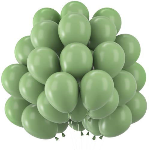 Luftballons Grün, 60 Stück 12 Zoll Bohnengrüne Latex Ballons, Retro Salbeigrüne Helium Ballon Partyballon für Geburtstag Girlande Babyparties Hochzeit Valentinstag Graduierung Kommunion Party