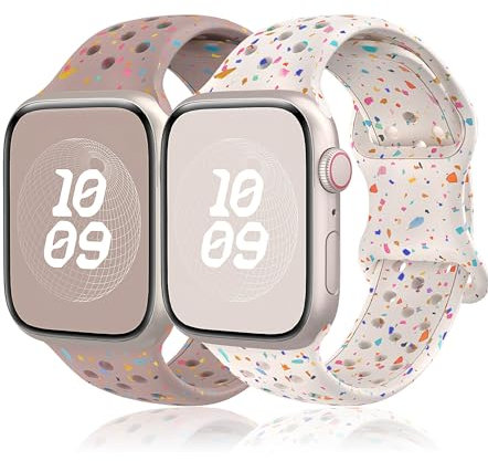 2 Pack Correa para Apple Watch 45mm 40mm 44mm 42mm 46mm 49mm 41mm 38mm,Band Silicona para Apple Watch Series10 9 8 7 6 5 4 3 SE Ultra 2/1 Nike Reloj Pulsera iWatch Band,Correas Deportiva Hombre/Mujer