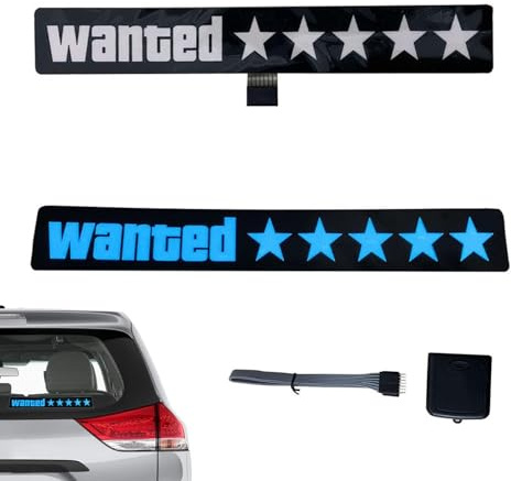 Adesivo luminoso per auto, con scritta Wanted, decorazione per pannello anteriore, lunotto posteriore, per bagagliaio, parete, parabrezza