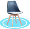 Dekohome Sillas de Comedor, Sillas de Cocina Nórdicas con Asiento Blando, Tapizado y Patas de Madera de Haya Resistente, Azul Oscuro y Blanco, 1 Silla