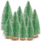 Auirshiky Mini Weihnachtsbaum Deko 9 Stück Deko Baum 3 Größen Deko Tannenbaum, Weihnachtsdeko Baum Klein mit Holzsockel, Miniatur Weihnachtsbaum mit Schnee-Effek DIY Grün Mini Tannenbaum 10/15/20 cm