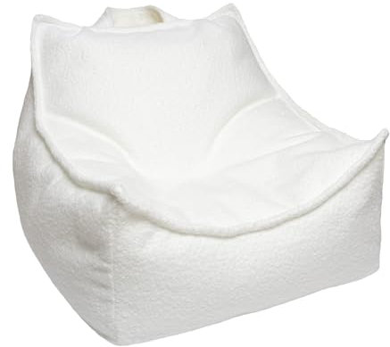 MEOWBABY Sitzsack Kinder – Bequemer Kindersessel mit Füllung – Sitzsack Kinderzimmer – Weicher Bodensessel für Kleinkinder – Waschbarer Bezug – Kindersitzsack für Mädchen & Jungen, Boucle, Weiß