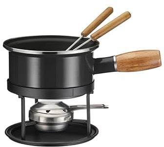 MÄSER 935481 Käsefondue schwarz Emaille für 2, Fondue Set für Zwei Personen, Edelstahl