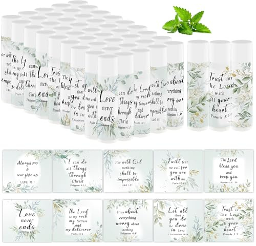 Nlicrst -50 Bible Verse Lip Balms, Christian Gifts for Women, Inspirational Religious Gifts, Moisturizing Lip Balms, Thank You Gifts