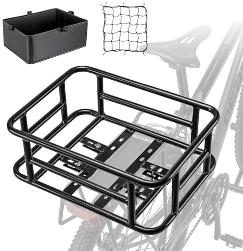 CXWXC Großer Fahrradkorb mit Gepäcknetz und Auskleidung - Gepäckträger hinten für Fahrrad, E-Bike, E-Bike