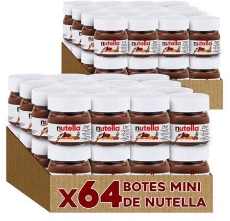 Crema de Cacao con Avellanas | Pack Mini Tarritos 25 gr | Crema de Cacao y Avellanas | Caja de Tarritos Individuales perfectos para Hosteleria, Eventos o Repostería (64 Tarritos 25gr)