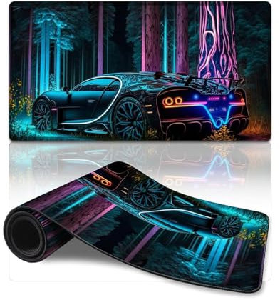 Grand Tapis de Souris XXL Motif Voiture de Sport forestière, pour Clavier, Ordinateur, PC, Gamer, Bureau (40 x 75 cm)