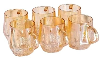 Tea Cup Set of 12 – Elegant Rose Gold Coffee Cups 300ml, Premium Ceramic Mug Set for Tea and Coffee, Gift Ideal for Home & Special Occasions