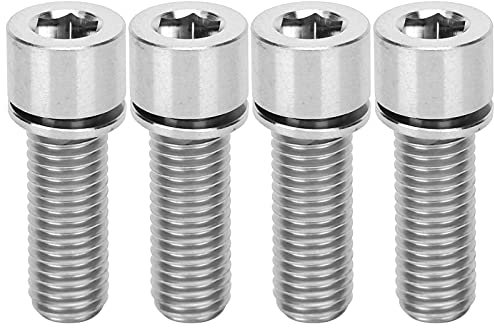 Lot de 4 boulons de potence de vélo, vis à six pans creux M7 x 20 mm, en alliage de titane, pour guidon de vélo de route et de montagne (Couleur primaire en titane)