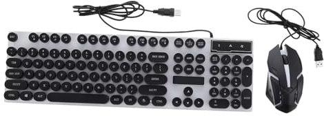 OSOLADY Ensemble Clavier et Souris Rétro Punk USB Clavier Mécanique Rvb pour Gamer Souris Ergonomique Antidérapante Accessoires Informatiques Compatible Pc Design Arc-en-Ciel