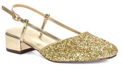 ESSEX GLAM Women's Slingback Court Shoes Ladies Buckle Strap Party Low Block Square Toe Comfy Heel Size 3-8