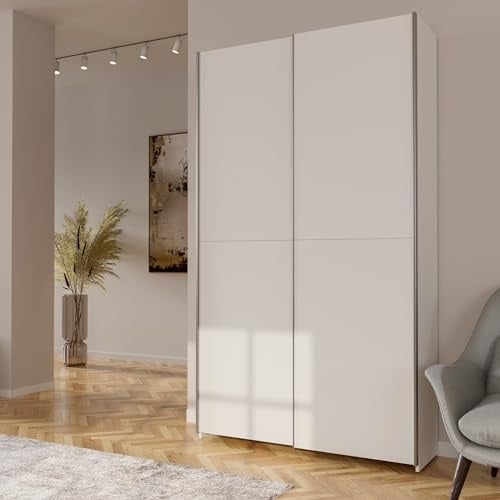 Forte Home Nook Armadio 120 moderno con 2 ante, camera da letto, legno bianco, larghezza 120,1 cm x altezza 210 cm x profondità 39,1 cm