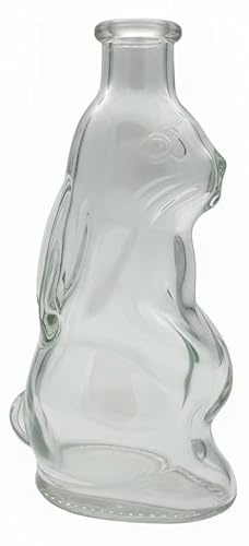 Heiko Blume Hasen-Glasflaschen 200 ml– 6er Pack – mit Korken (Holzgriff) – Made in Germany – lebensmittelechte Geschenkflaschen für Likör, Eierlikör, Säfte, Sirup etc. – dekorative Flasche