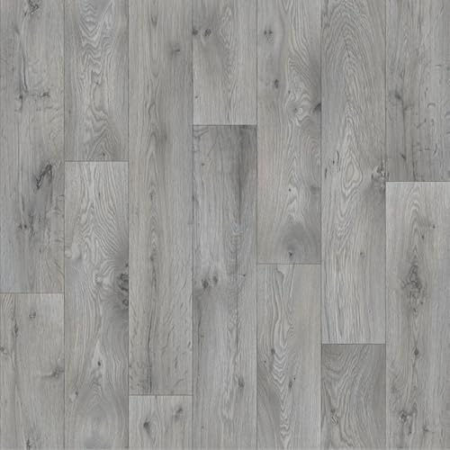 Cameo 969M Mid Grey Wood Plank Effect Rimini Vinyl Flooring | - 4m x 4.5m (13ft1 x 14ft9)