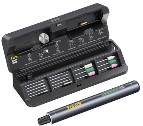 Fanttik F2 Master Kit Mini Cordless Rotary Tool, 5 Speed, 25000 RPM Engraving Pen, 28 Accessories for 3D Printed Finishing, Sanding, Polishing, Drilling, Carving, Precision DIY in Flip-Top Case