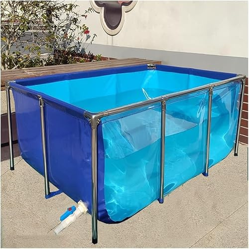 Bassin à poissons en toile PVC – Grande piscine hors sol avec cadre en acier et fenêtre transparente – Réservoir de stockage d'eau pliable