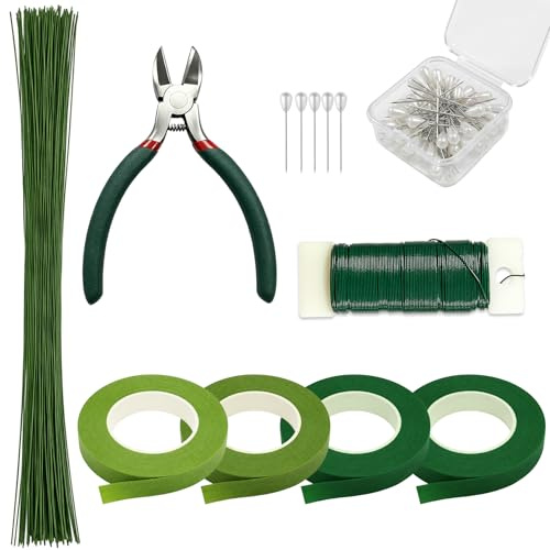 Kit Completo para Arreglos Florales con Cinta de Floristería y Alambre | TAIVIN Juego para Hacer Flores – Caja de Herramientas DIY para Ramos de Novia, Coronas y Flores Artificiales