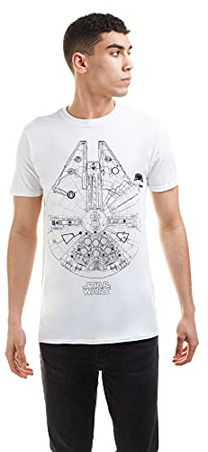 Star Wars Men's Millenium Lines Regular Fit Crew Neck Short Sleeve T - Shirt, White, XX-Large