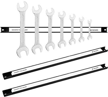 Navaris 3x barre magnétique pour outils - Baguette aimantée accroche murale divers outils - Rangement outillage maison garage atelier 45 x 2,3 cm